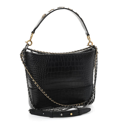 Chanel Crocodile Embossed Calfskin Medium Gabrielle Cocodile Hobo Black 3 of 10
