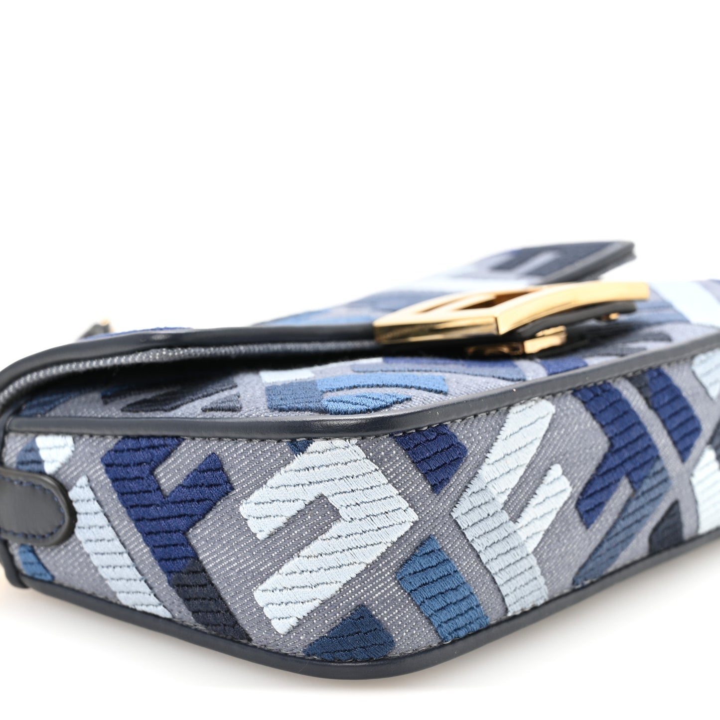 Canvas Vitello King Seta FF Embroidered Mini Baguette Myrtle Multicolor