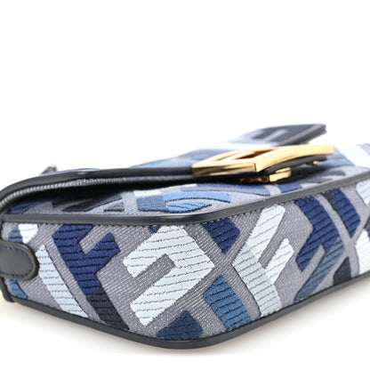 Fendi Canvas Vitello King Seta FF Embroidered Mini Baguette Myrtle Multicolor 9 of 11