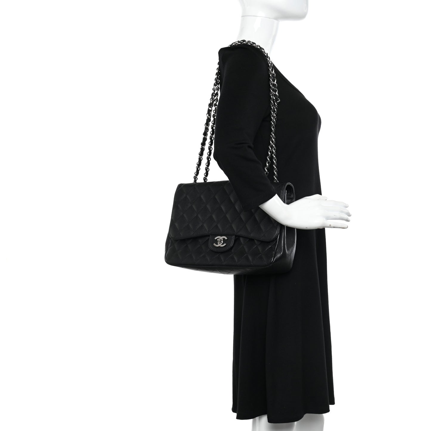 Caviar Quilted Jumbo Single Flap Black