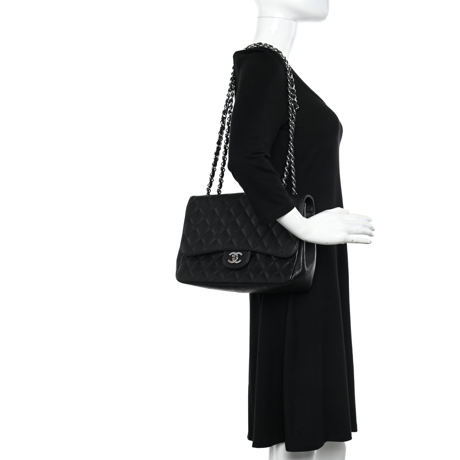 Chanel Caviar Quilted Jumbo Single Flap Black 3 of 10