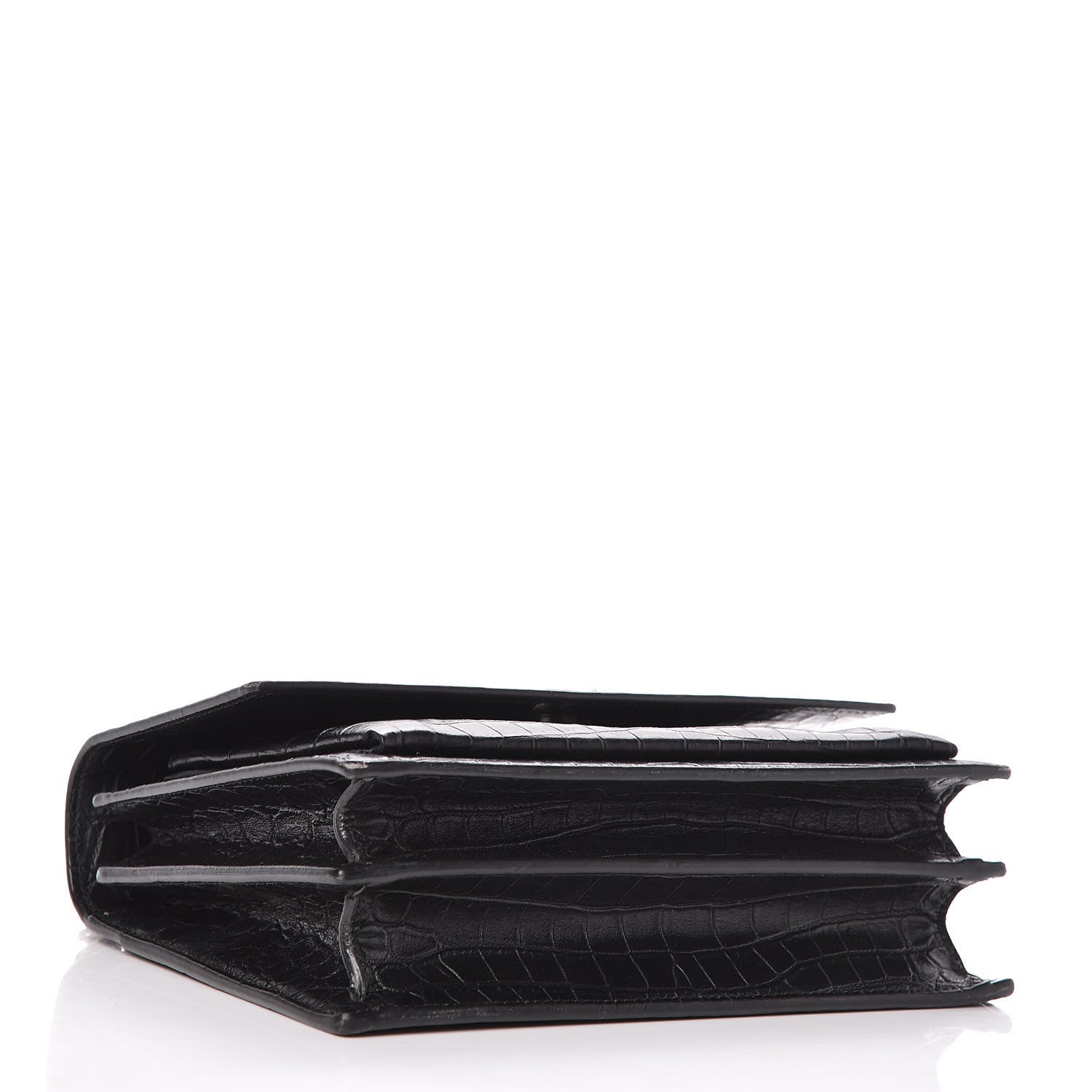 Saint Laurent Calfskin Crocodile Embossed Medium Monogram Sunset Black 4 of 9
