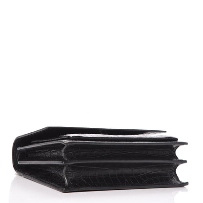 Saint Laurent Calfskin Crocodile Embossed Medium Monogram Sunset Black 4 of 9