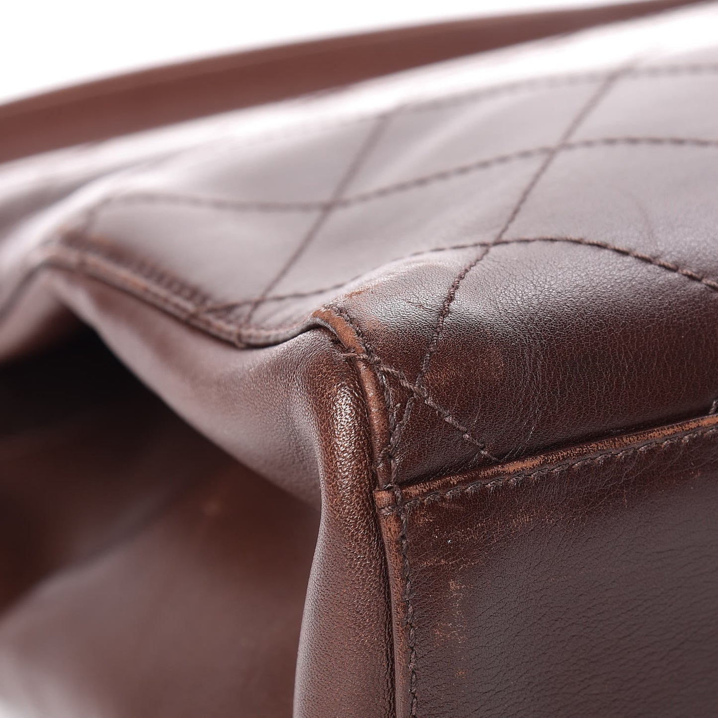 Lambskin Diamond Stitched Shoulder Bag Brown