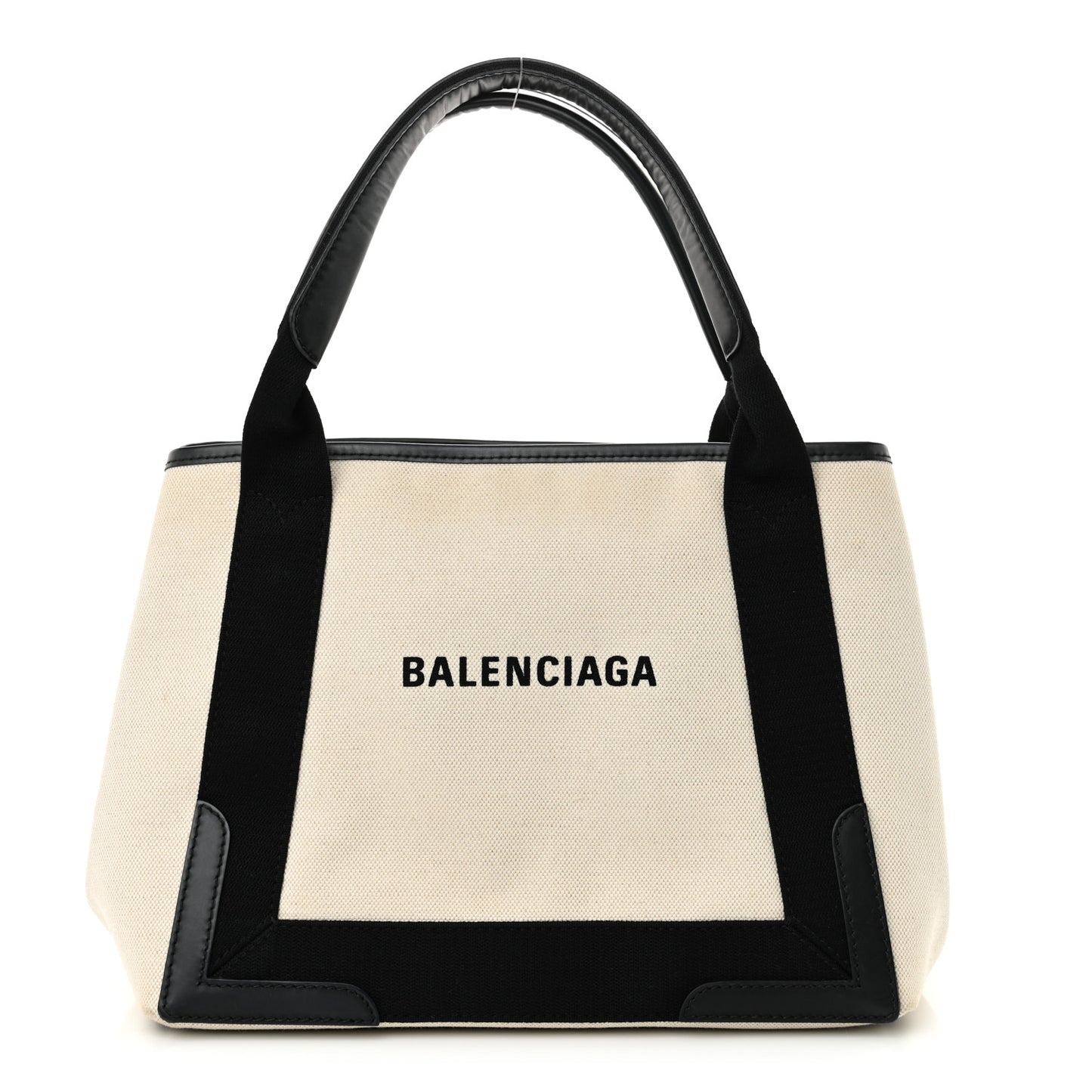 Cotton Canvas Calfskin Navy Cabas S Natural Black