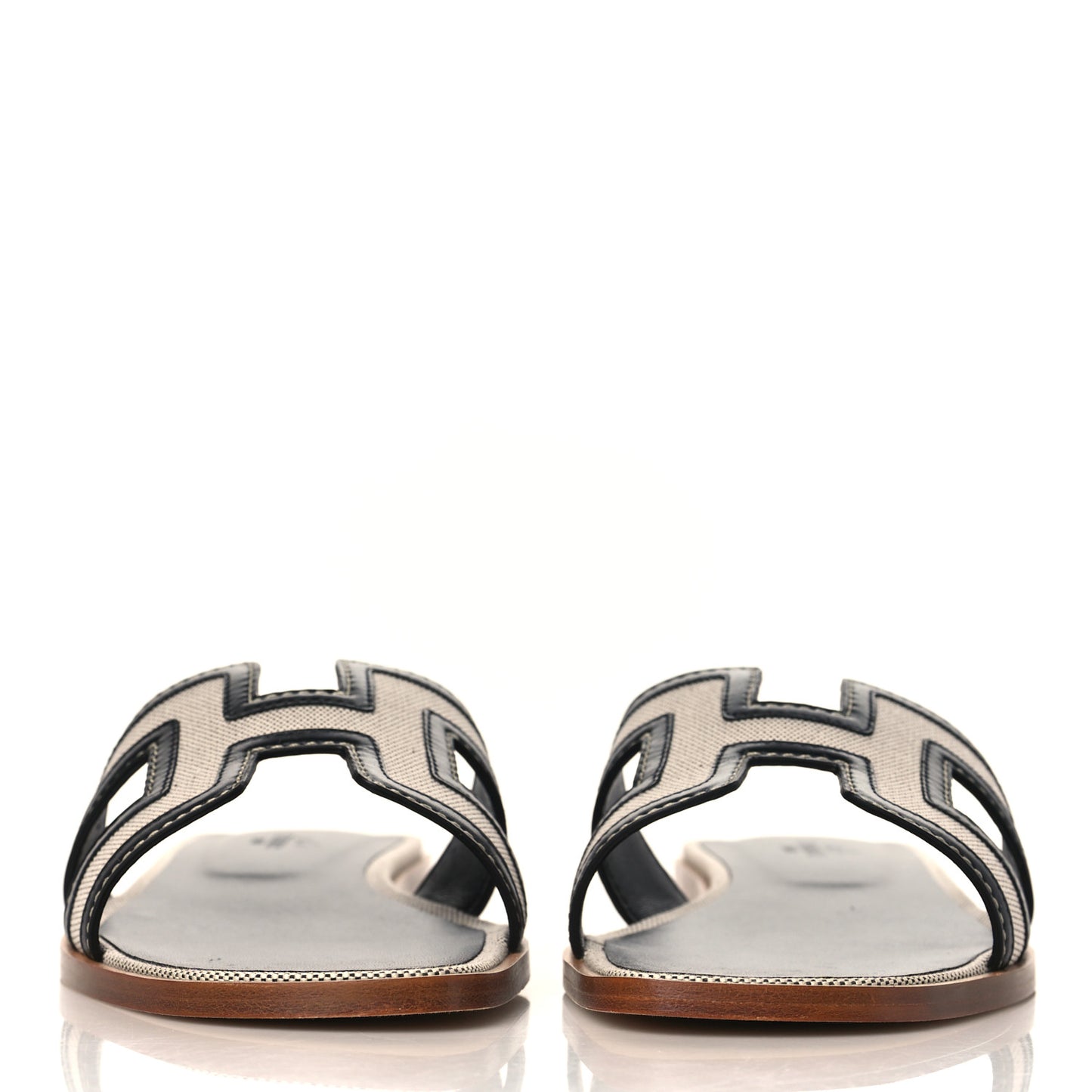Calfskin Canvas Oran Sandals 39.5 Black