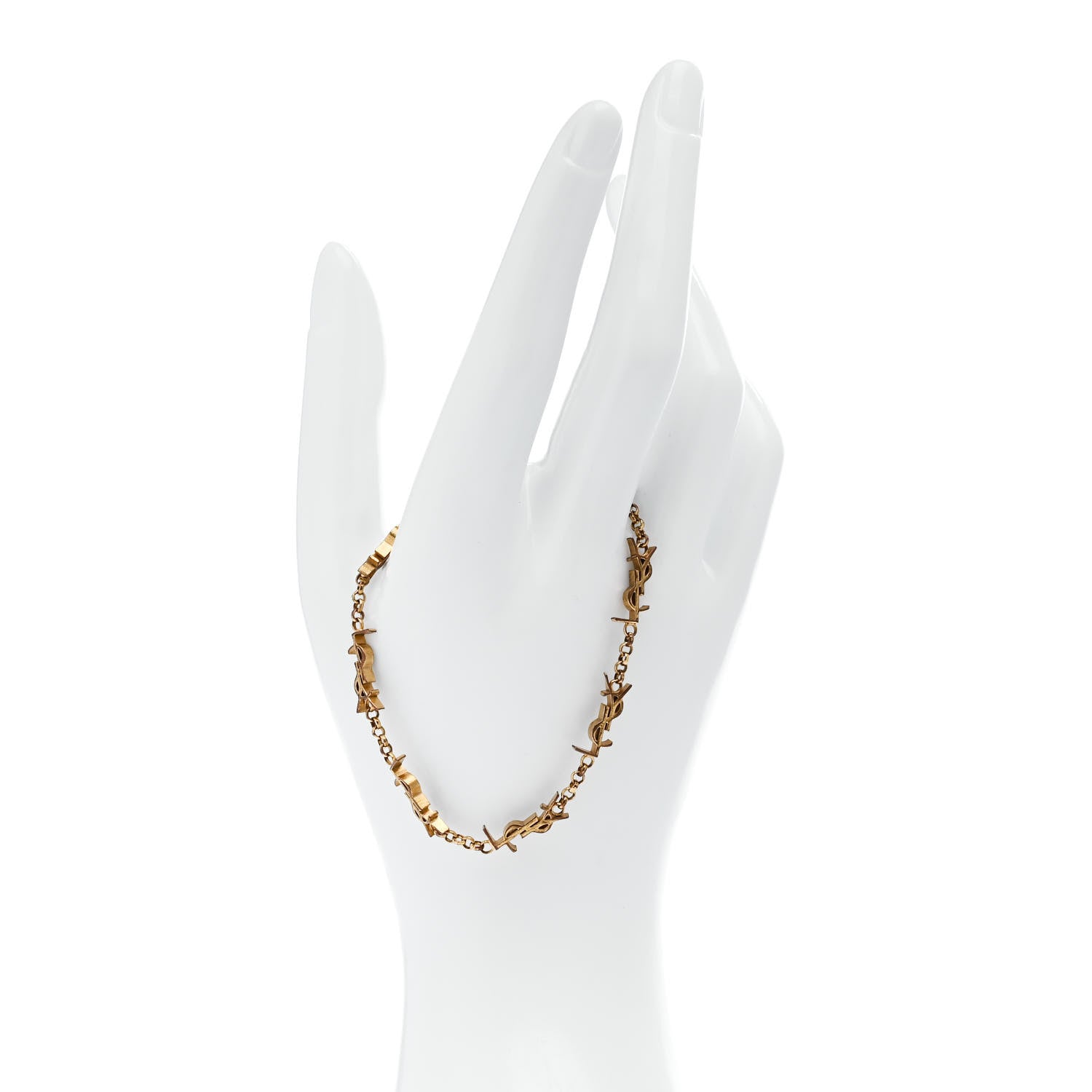 Saint Laurent Brass Monogram Charm Bracelet 2 of 4