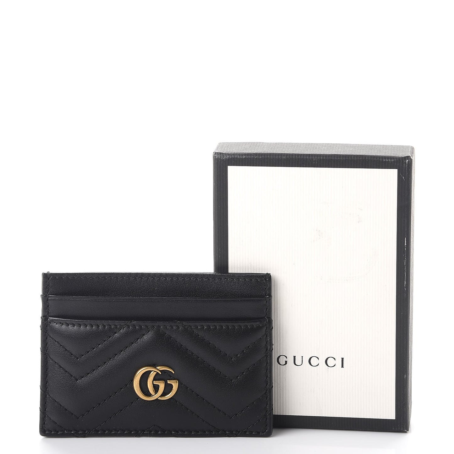 Calfskin Matelasse GG Marmont Card Holder Black