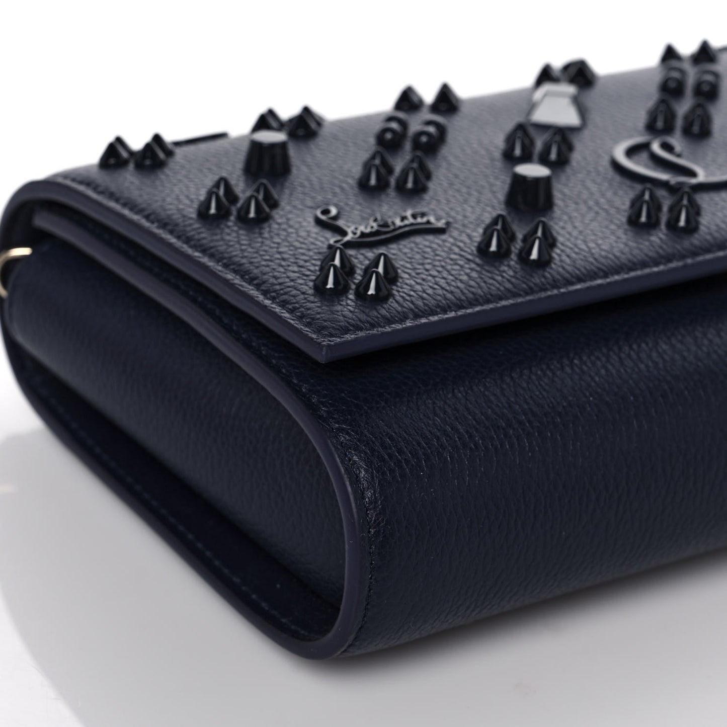 Calfskin Spikes Loubinthesky Paloma Clutch Navy