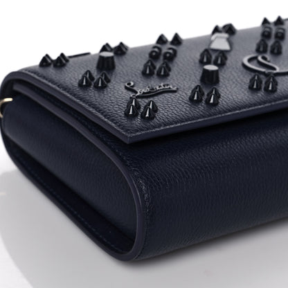 Christian Louboutin Calfskin Spikes Loubinthesky Paloma Clutch Navy 7 of 9
