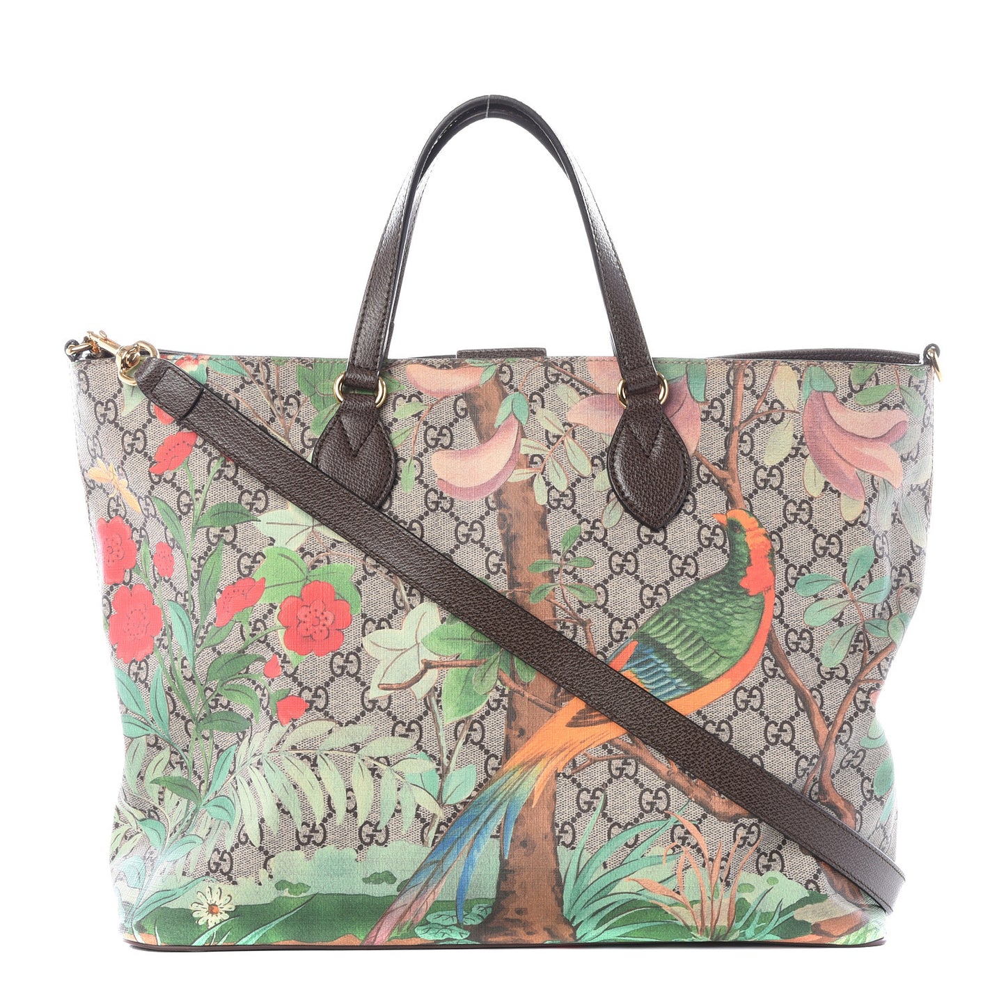Soft GG Supreme Monogram Tian Medium Crossbody Tote Beige Multicolor New Acero