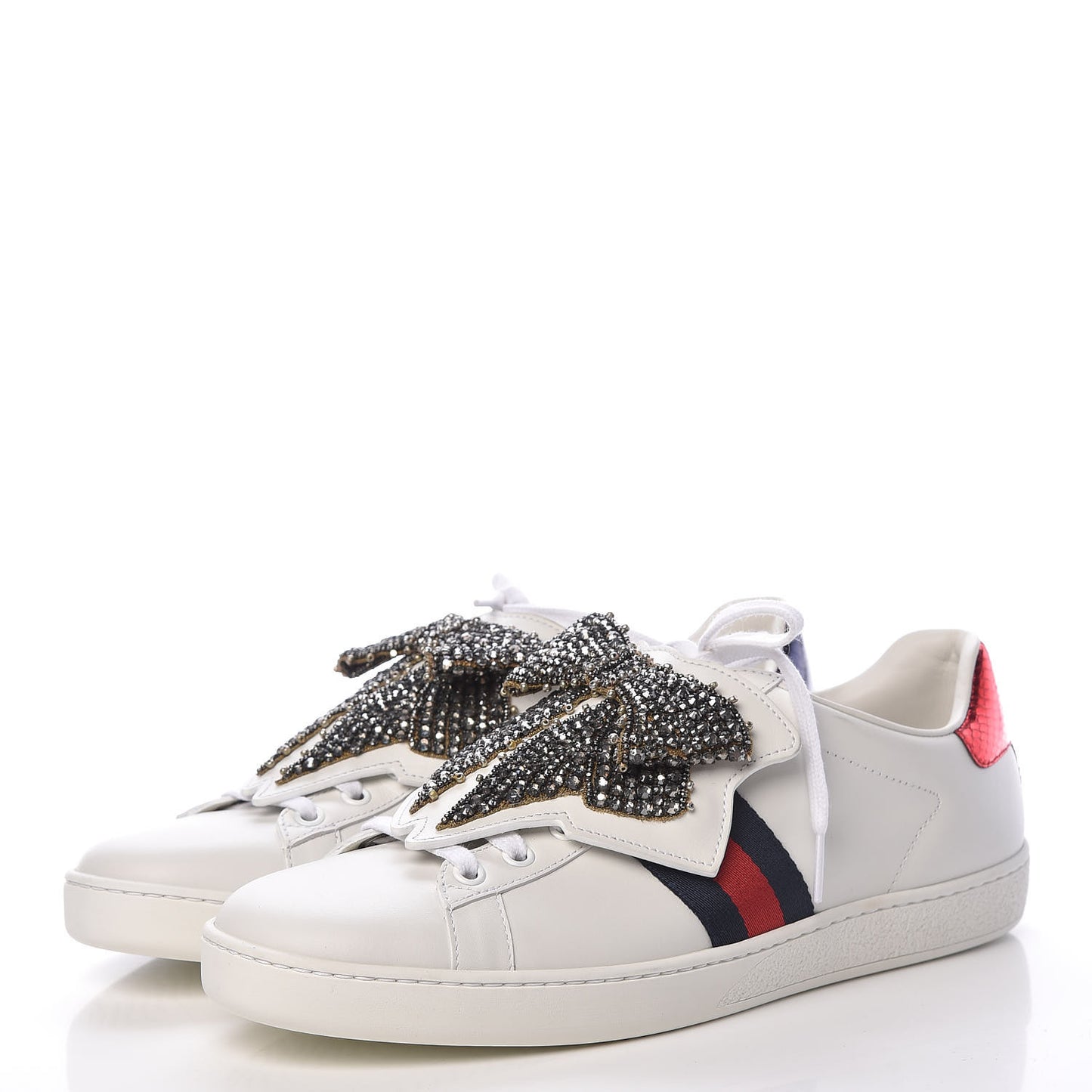 Calfskin Ayers Web Womens Ace Bow Lace Sneakers 40.5 White