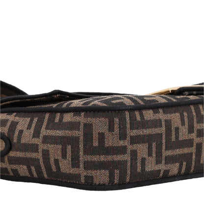 Fendi Fabric Jacquard FF 1974 Medium Baguette Tobacco Moro Black 17 of 20