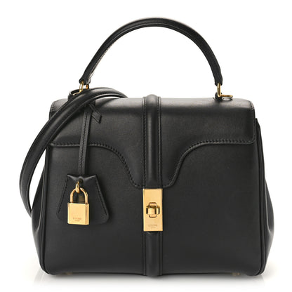 Celine Satinated Calfskin Small 16 Top Handle Bag Black 1 of 9