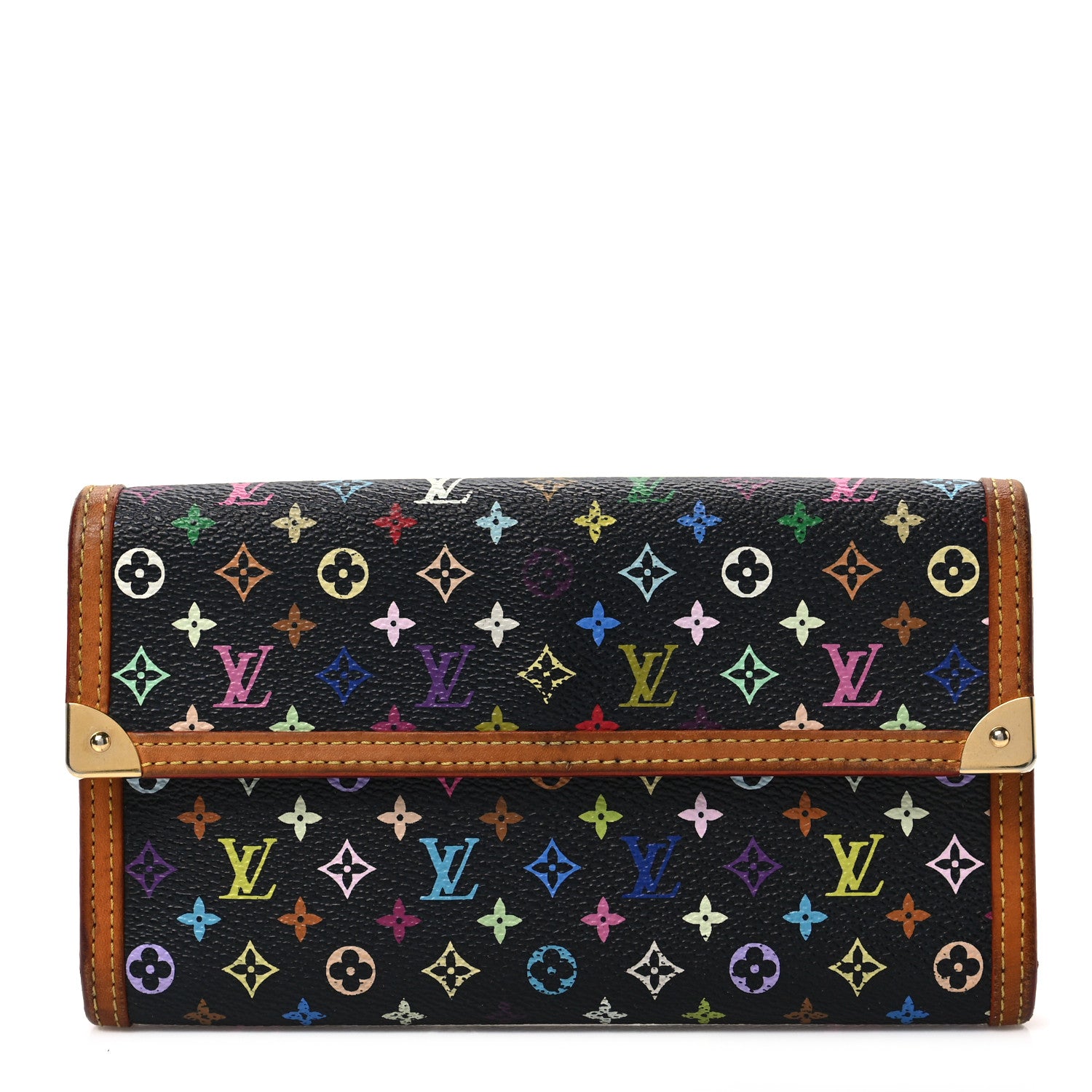 Louis Vuitton Monogram Multicolor Porte Tresor International Wallet Black 1 of 8