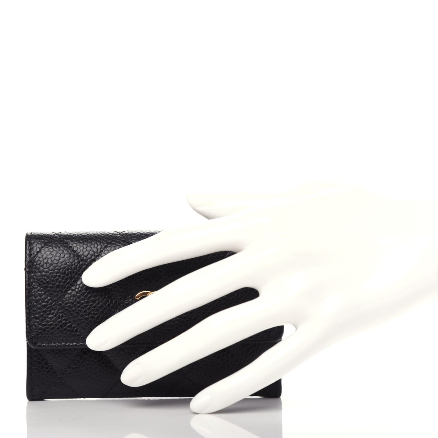 Caviar Quilted Flap Card Holder Black