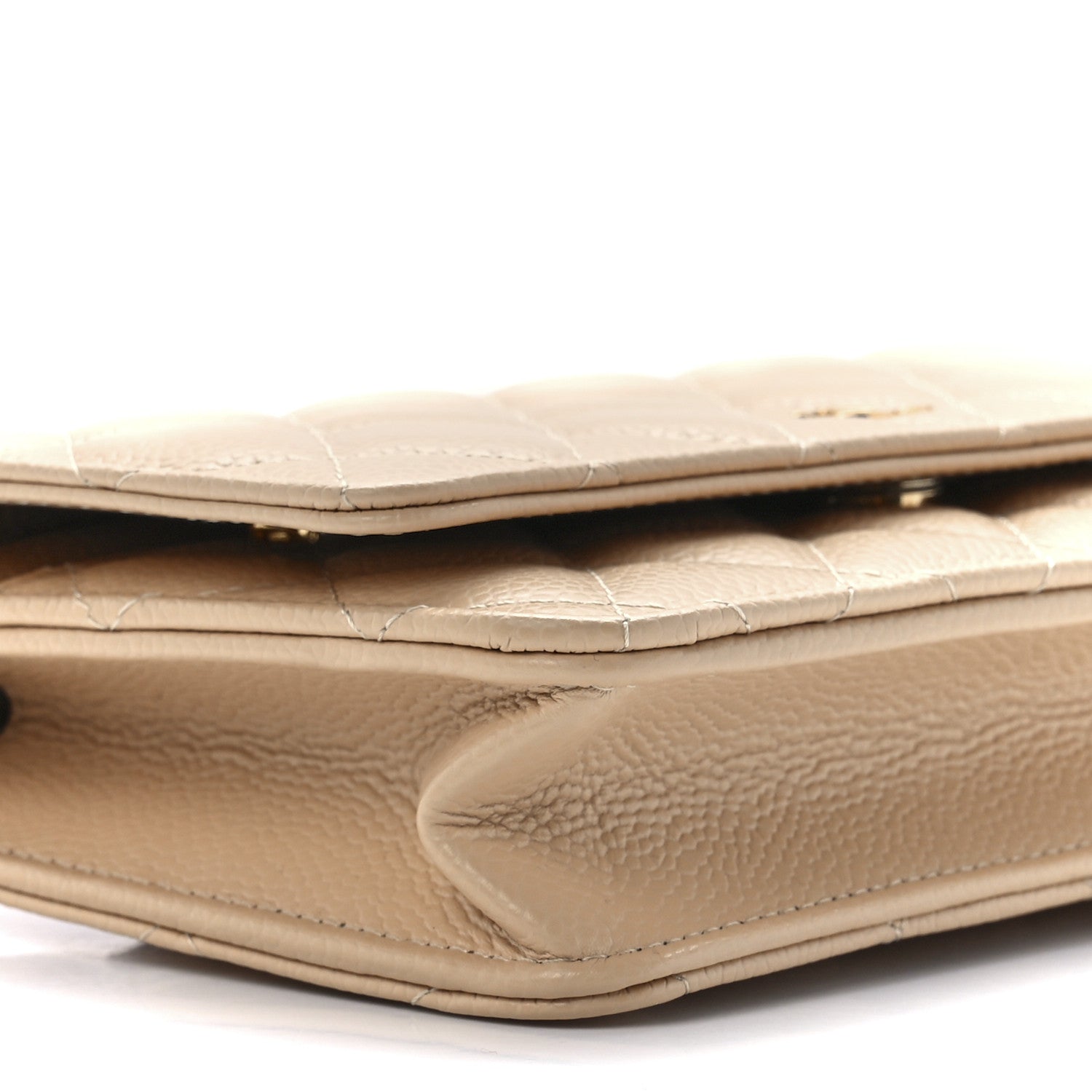 Chanel Caviar Quilted Wallet On Chain WOC Light Beige 10 of 12