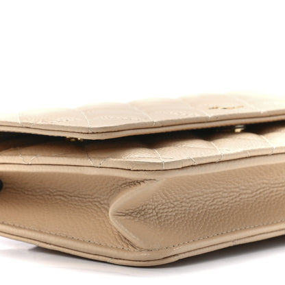 Chanel Caviar Quilted Wallet On Chain WOC Light Beige 10 of 12