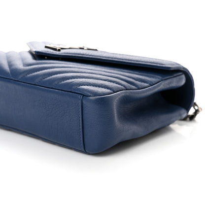 Saint Laurent Sheepskin Matelasse Chevron Monogram Medium College Bag Royal Blue 8 of 8