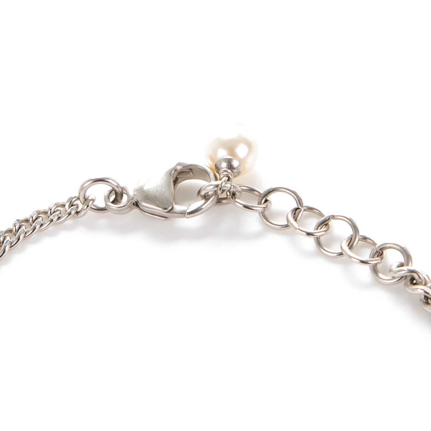 Pearl CC Chain Bracelet Silver