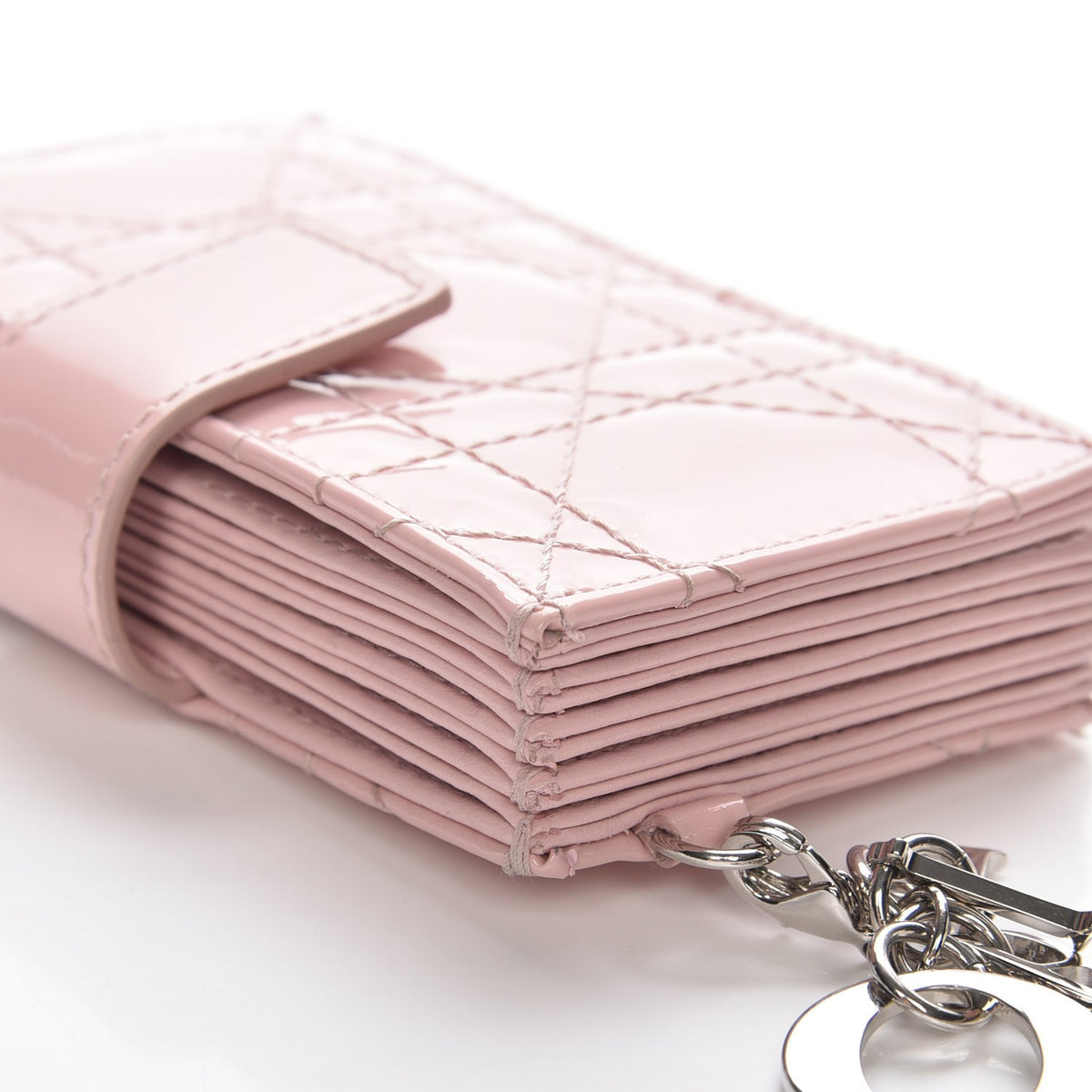 Patent Cannage Lady Dior 5-Gusset Card Holder Pink