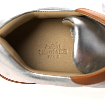 Hermes Metallic Nappa Womens Sneakers 38.5 Gris Argente 7 of 10