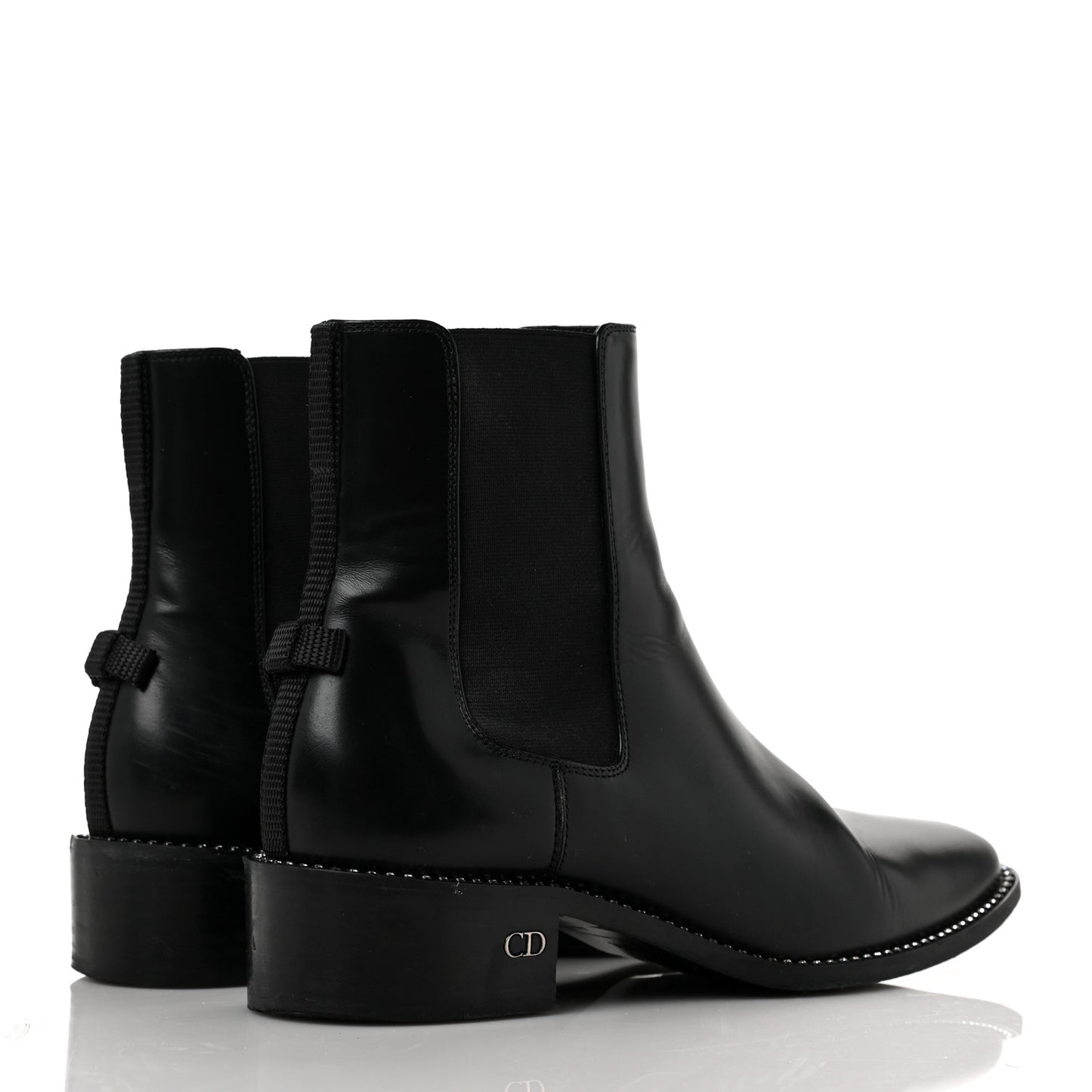 Glazed Calfskin Crystal Tomboy Ankle Boots 36.5 Black