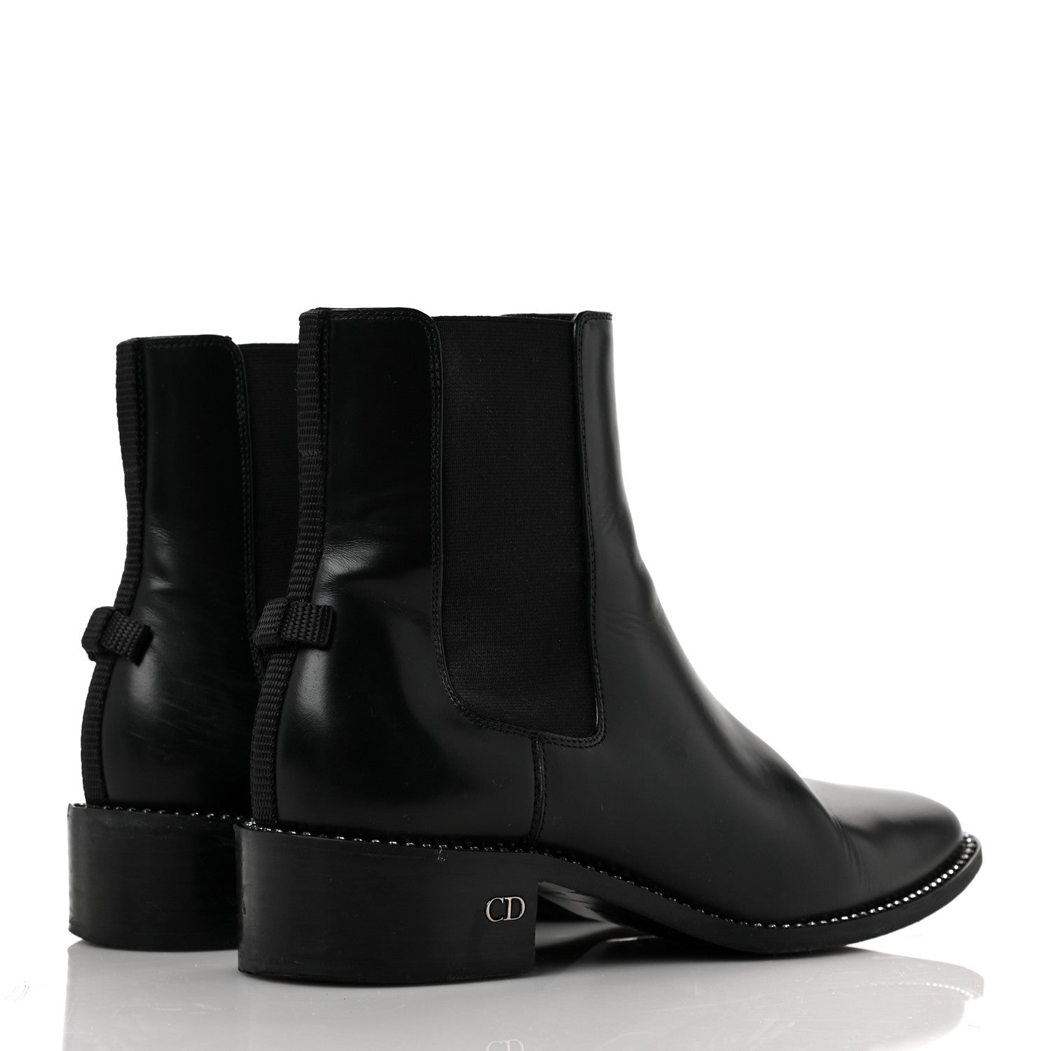 Christian Dior Glazed Calfskin Crystal Tomboy Ankle Boots 36.5 Black 4 of 8