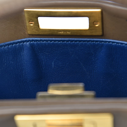 Fendi Vitello Morgan Shiny Nappa Medium Peekaboo Iconic Satchel Foresta Blue 9 of 21