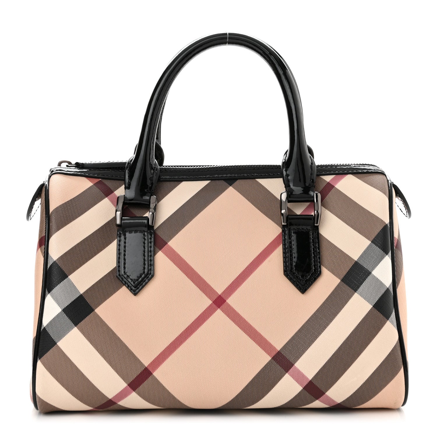 Burberry Nova Check Patent Small Chester Bowling Bag Black 1 of 9