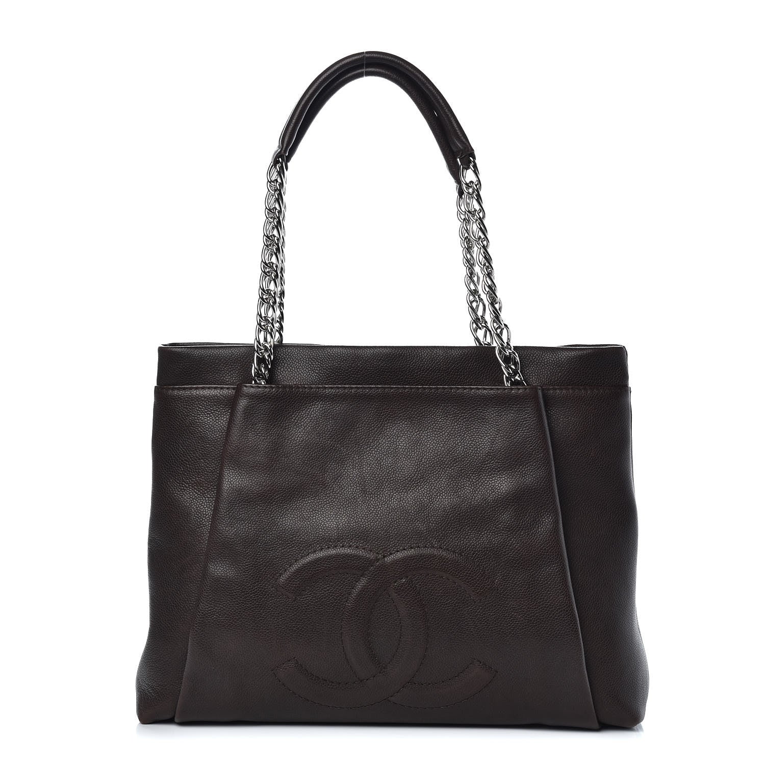 Chanel Caviar Large CC Tuck Tote Dark Brown 1 of 17
