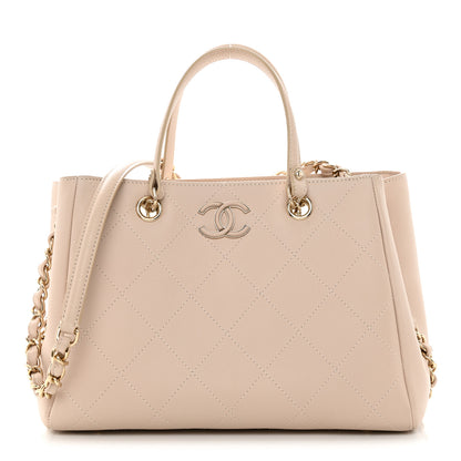 Chanel Bullskin Stitched Small Shopping Bag Beige 1 of 10
