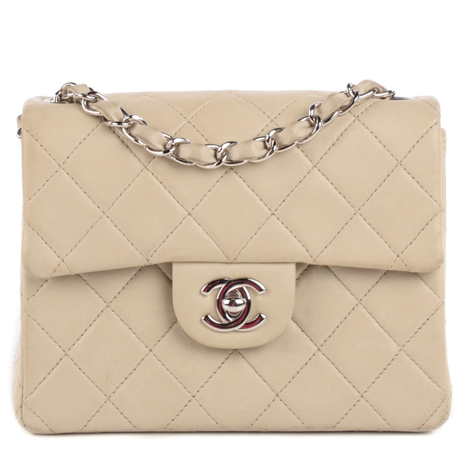 Chanel Lambskin Quilted Mini Square Flap Beige 1 of 8