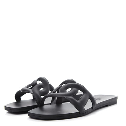 Hermes Rubber Aloha Sandals 36 Black 3 of 11
