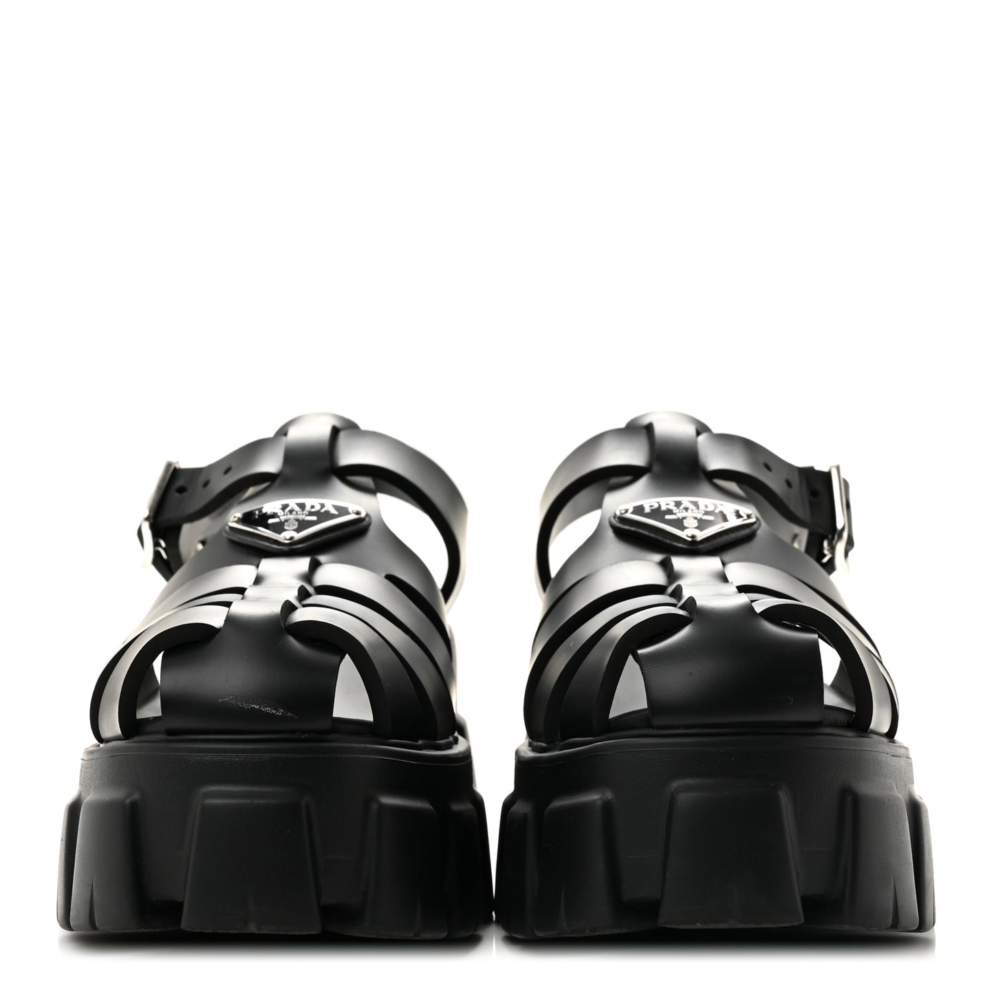 Foam Rubber Triangle Logo Monolith 55mm Cage Sandals 38 Black