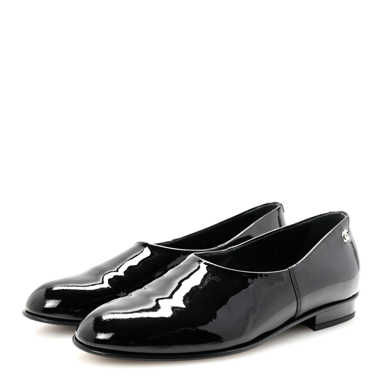 Patent Calfskin Moccasin Loafers 36 Black
