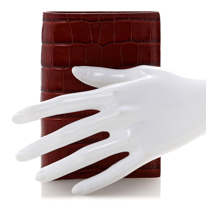 Chanel Calfskin Crocodile Embossed Crococo Passport Holder Burgundy 2 of 8