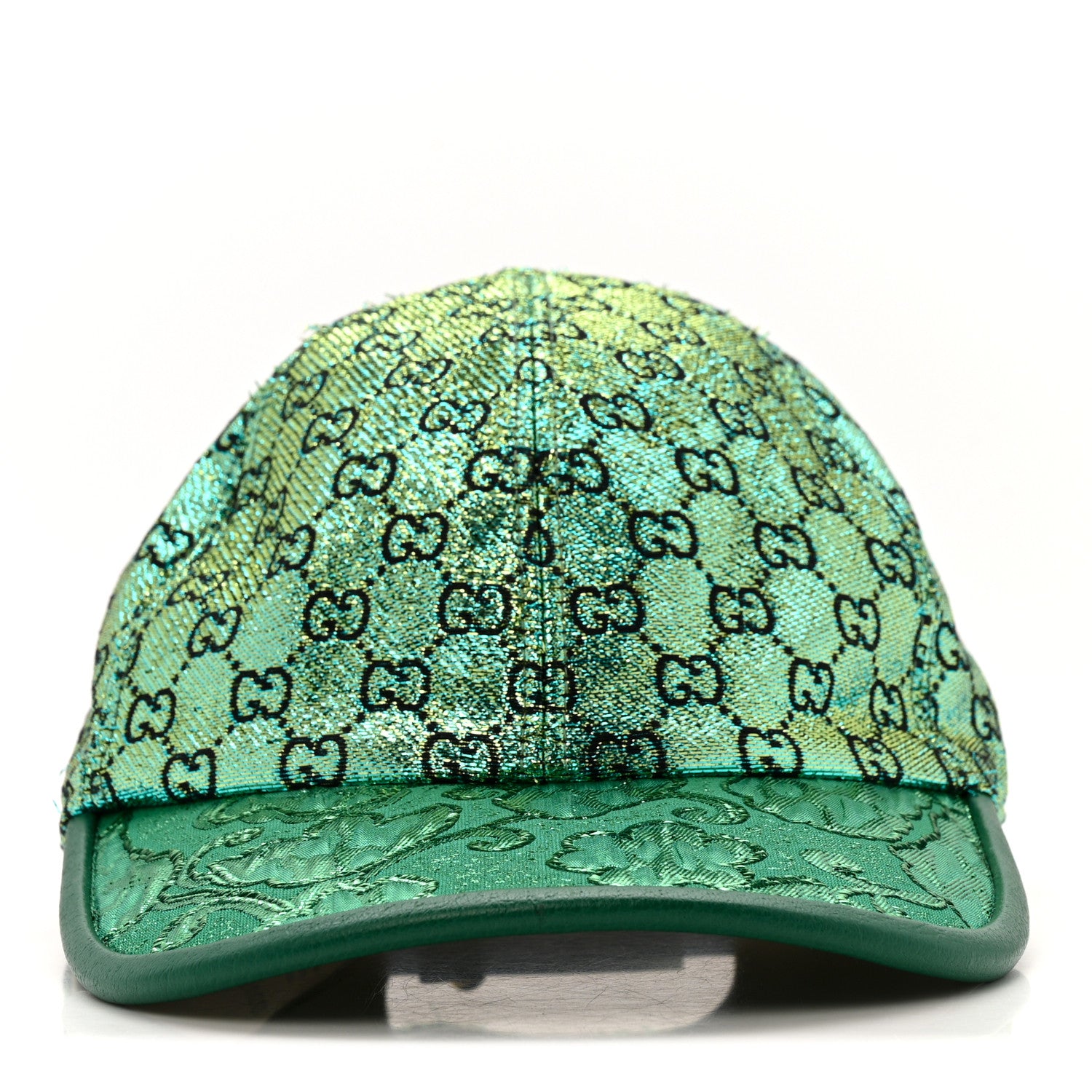 Gucci Silk Blend Jacquard Monogram Santa Barbara Baseball Hat S  Green Black Radiant 3 of 11