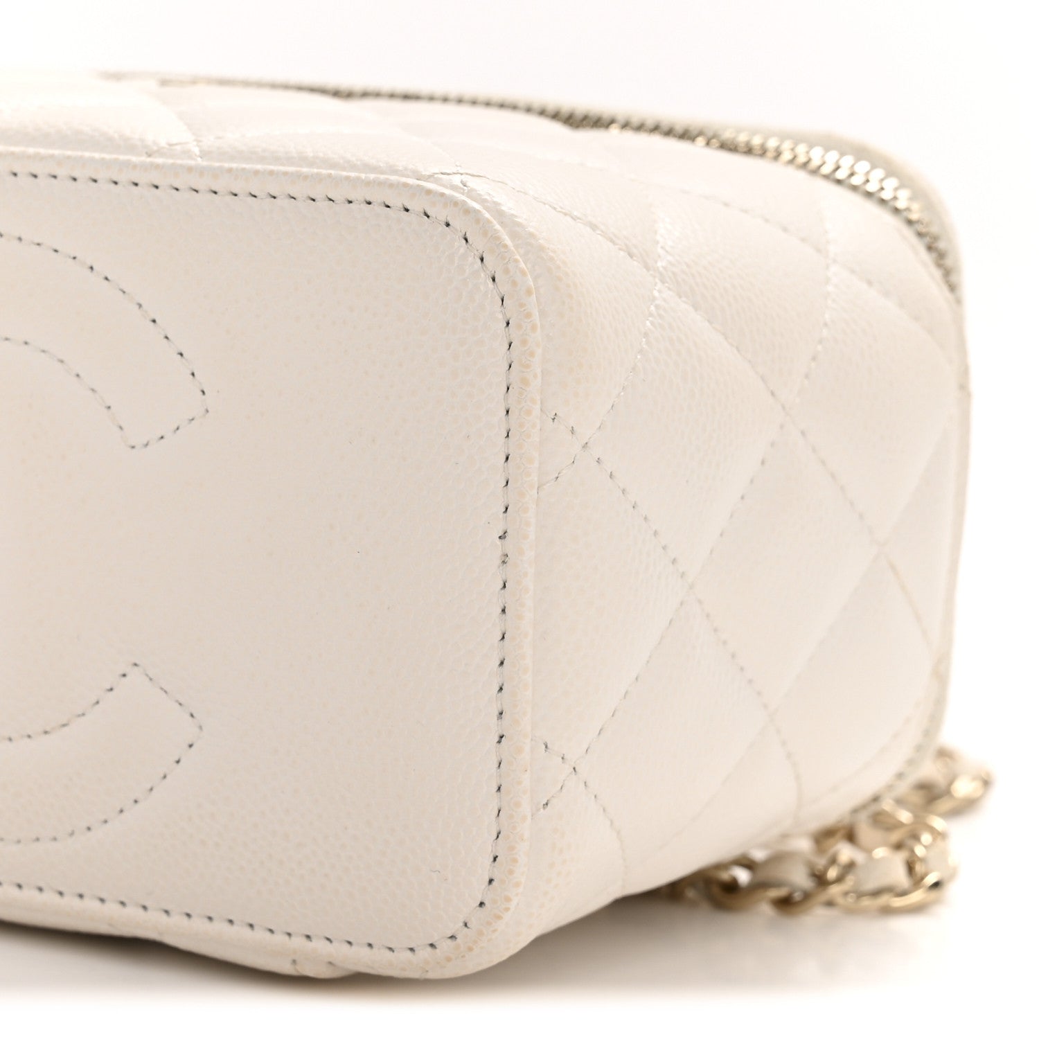 Chanel Caviar Quilted Small Vanity Case With Chain White 10 of 13