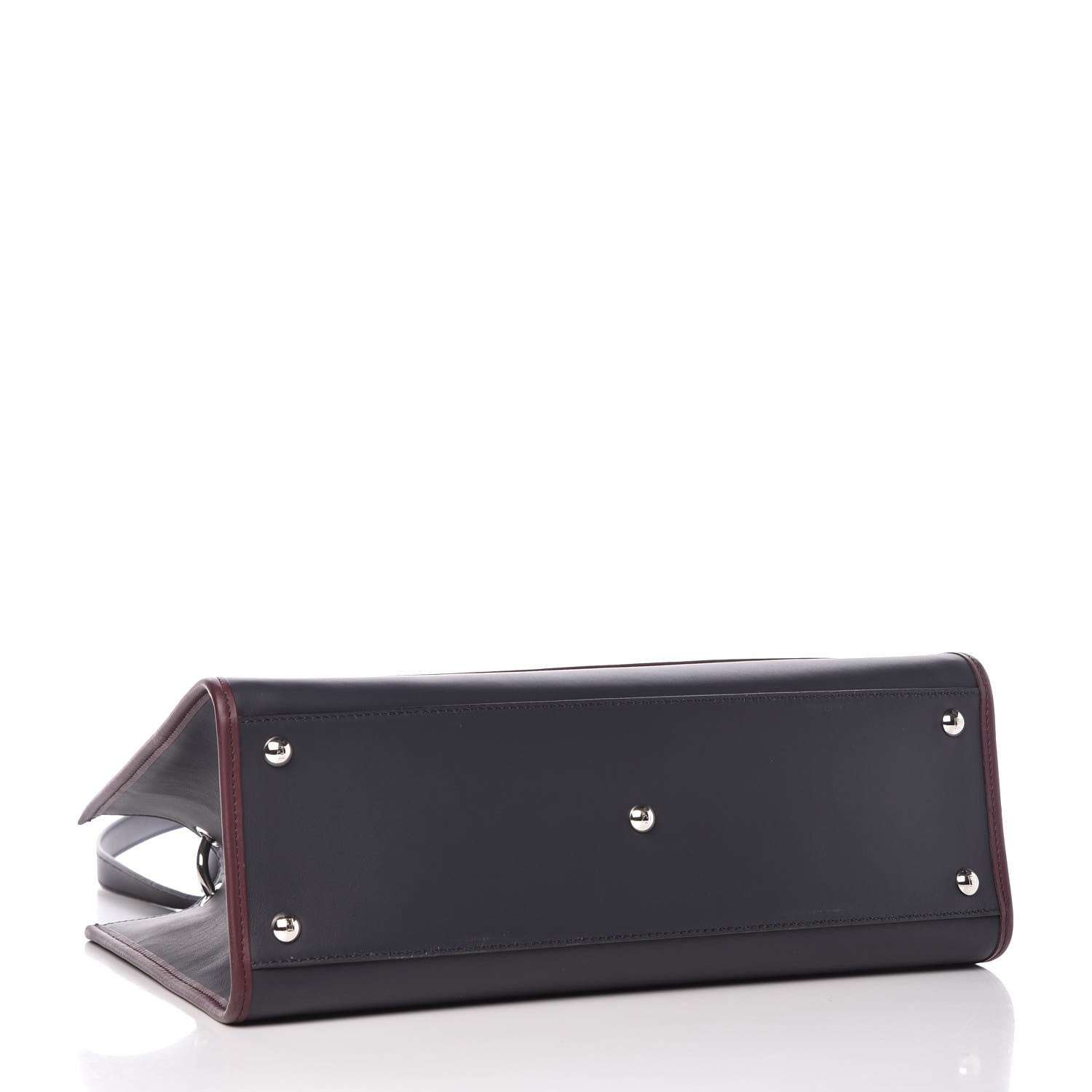 Fendi Vitello Century Opaco F is Fendi Bi-Color Regular Runaway Satchel Blue Notte Bordeaux 4 of 9