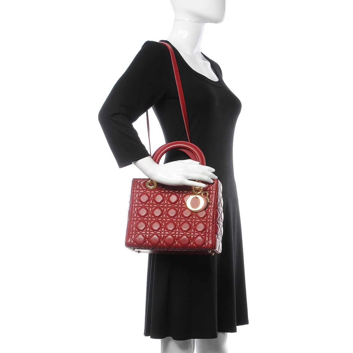 Lambskin Cannage Medium Lady Dior Red