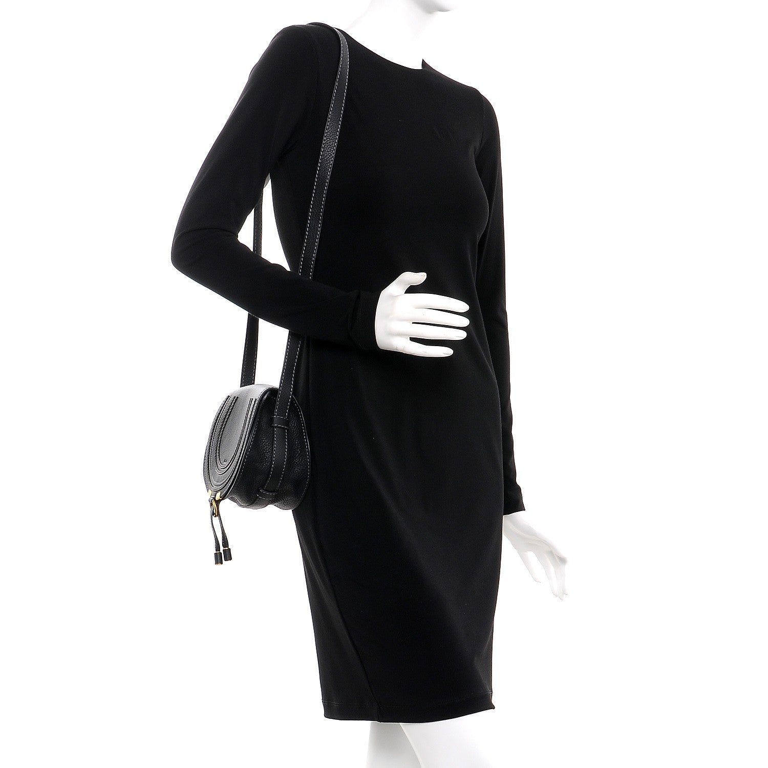 Chloe Calfskin Mini Marcie Round Crossbody Bag Black 2 of 7