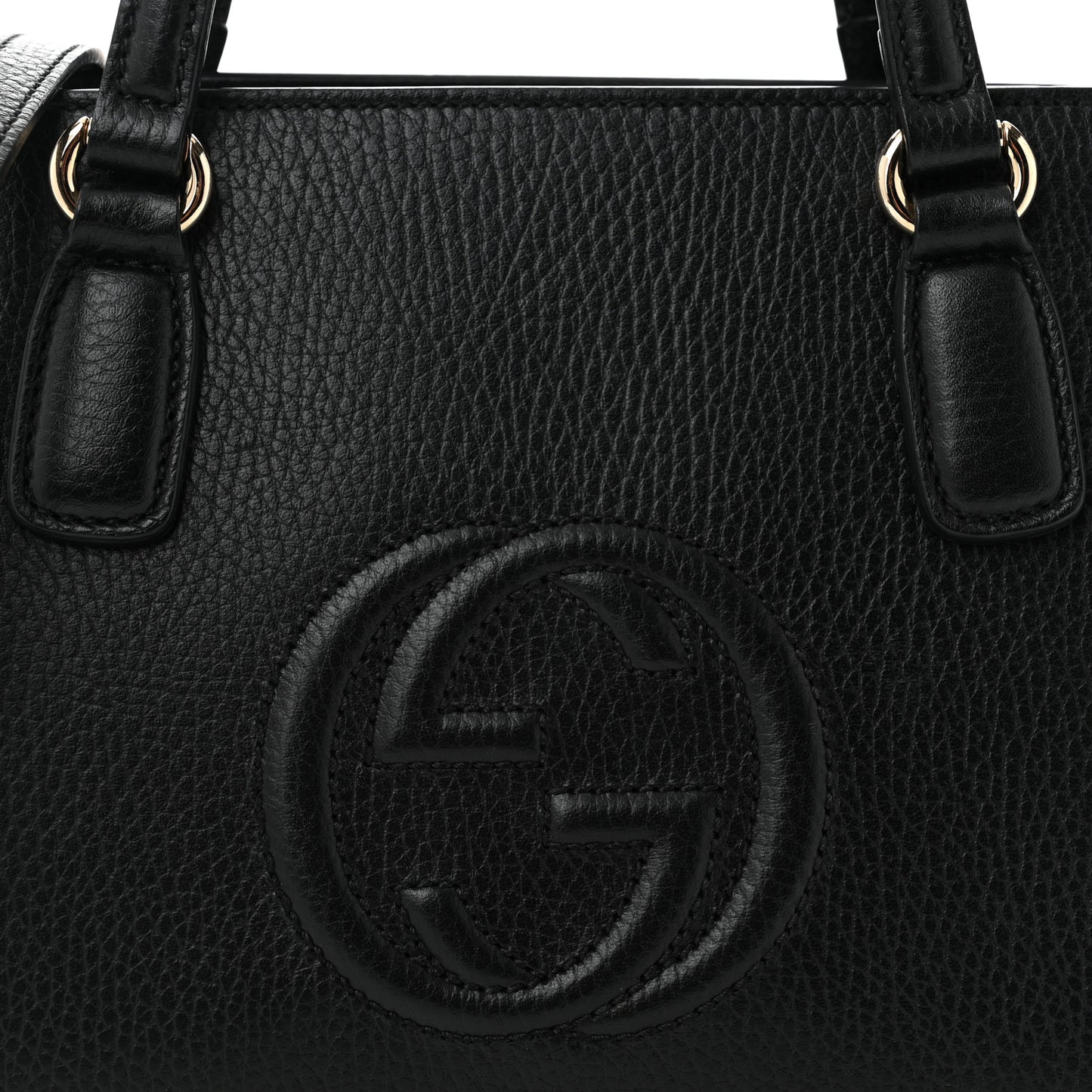 Pebbled Calfskin Medium Soho Top Handle Satchel Black