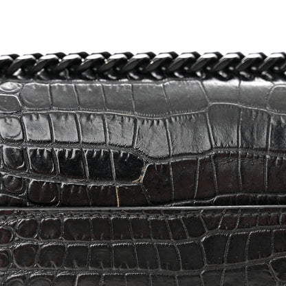 Saint Laurent Calfskin Crocodile Embossed Medium Monochrome Monogram Sunset Black 12 of 13