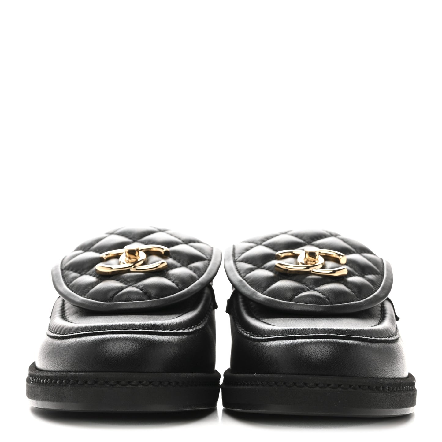 Lambskin Quilted CC Turnlock Loafers 37.5 Black