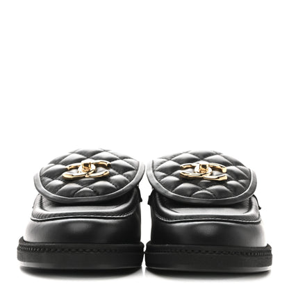 Chanel Lambskin Quilted CC Turnlock Loafers 37.5 Black 3 of 10
