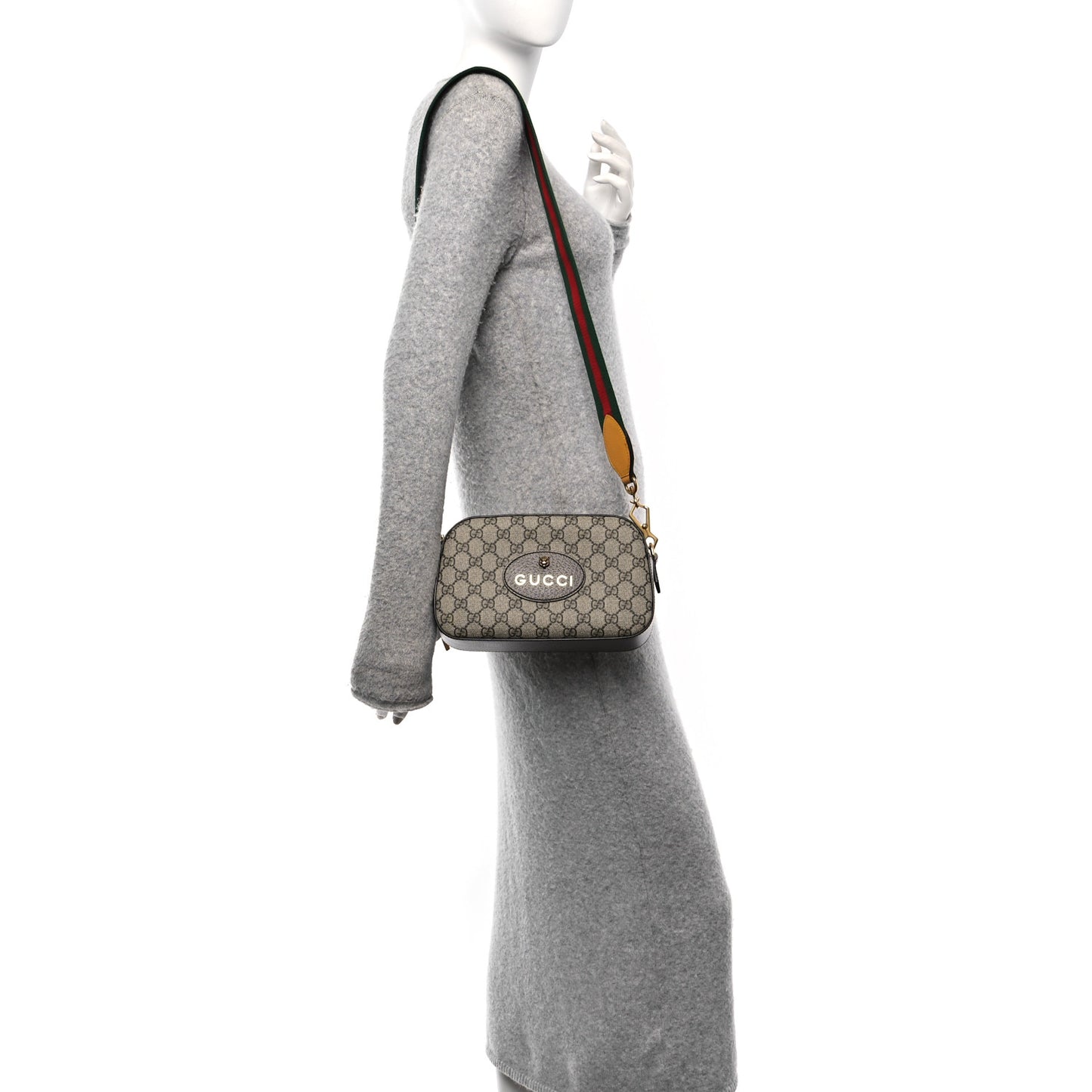 GG Supreme Monogram Web Neo Vintage Shoulder Bag Beige New Acero Crop