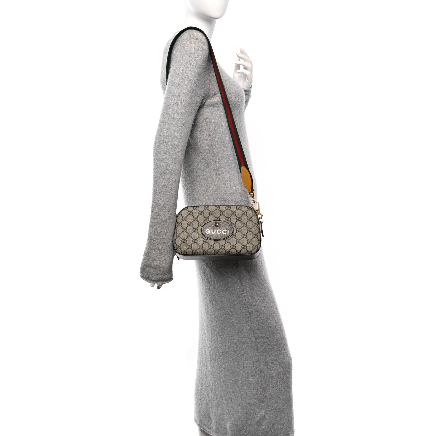 Gucci GG Supreme Monogram Web Neo Vintage Shoulder Bag Beige New Acero Crop 2 of 10