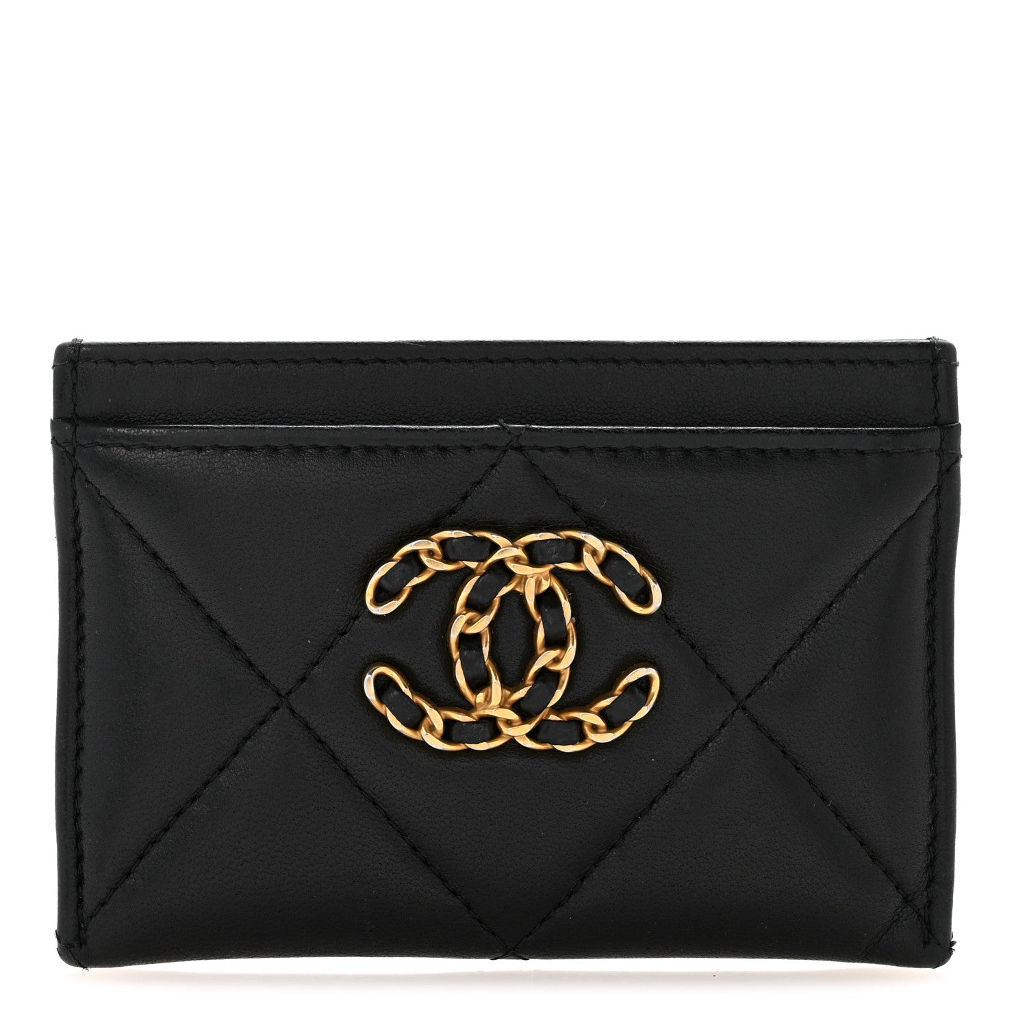 Chanel Lambskin Quilted Chanel 19 Card Holder Black 1 of 12