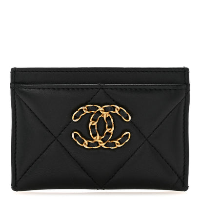 Chanel Lambskin Quilted Chanel 19 Card Holder Black 1 of 12